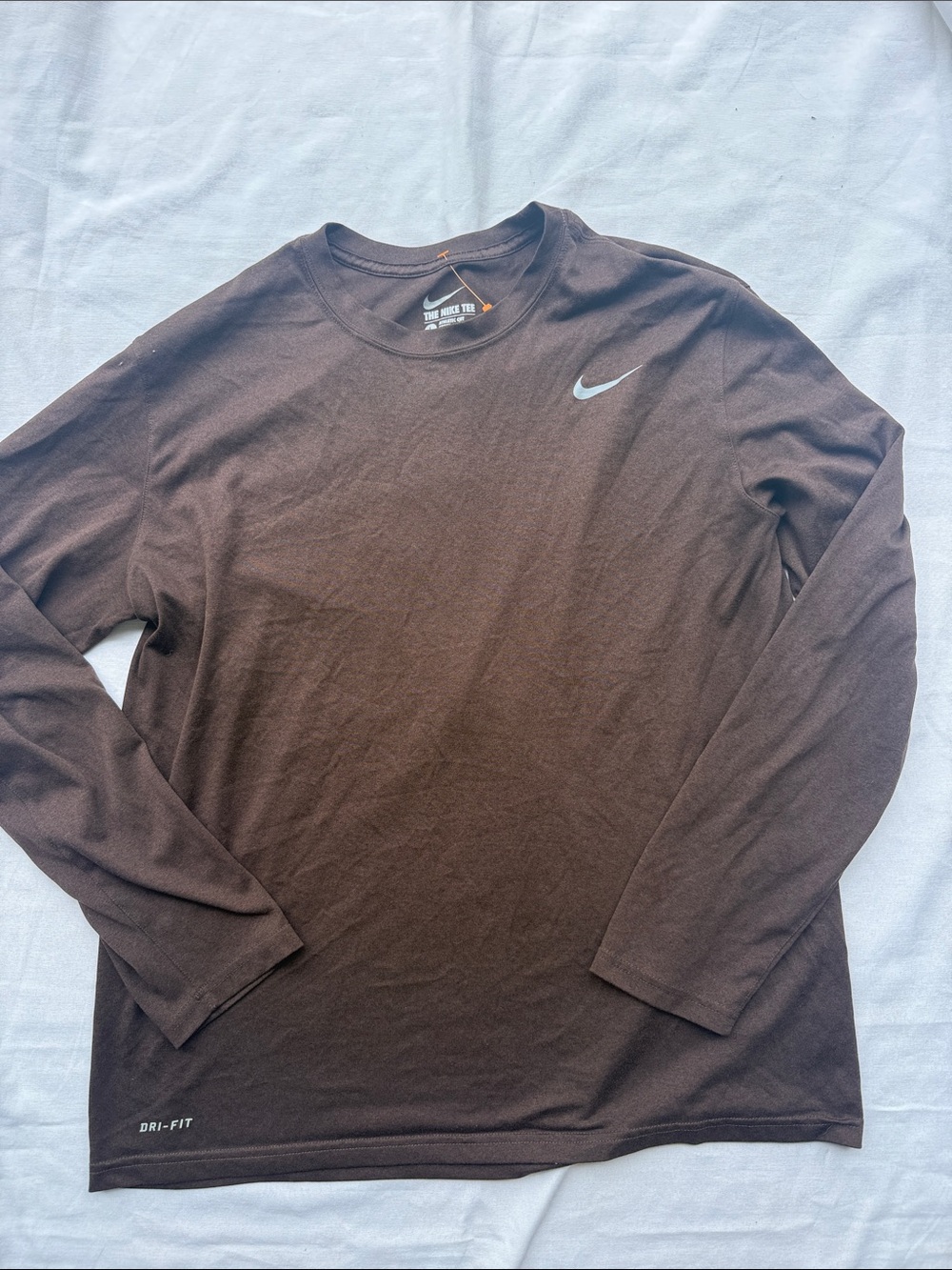 Nike Long Sleeve Dri-FIT Crewneck Shirt - Brown